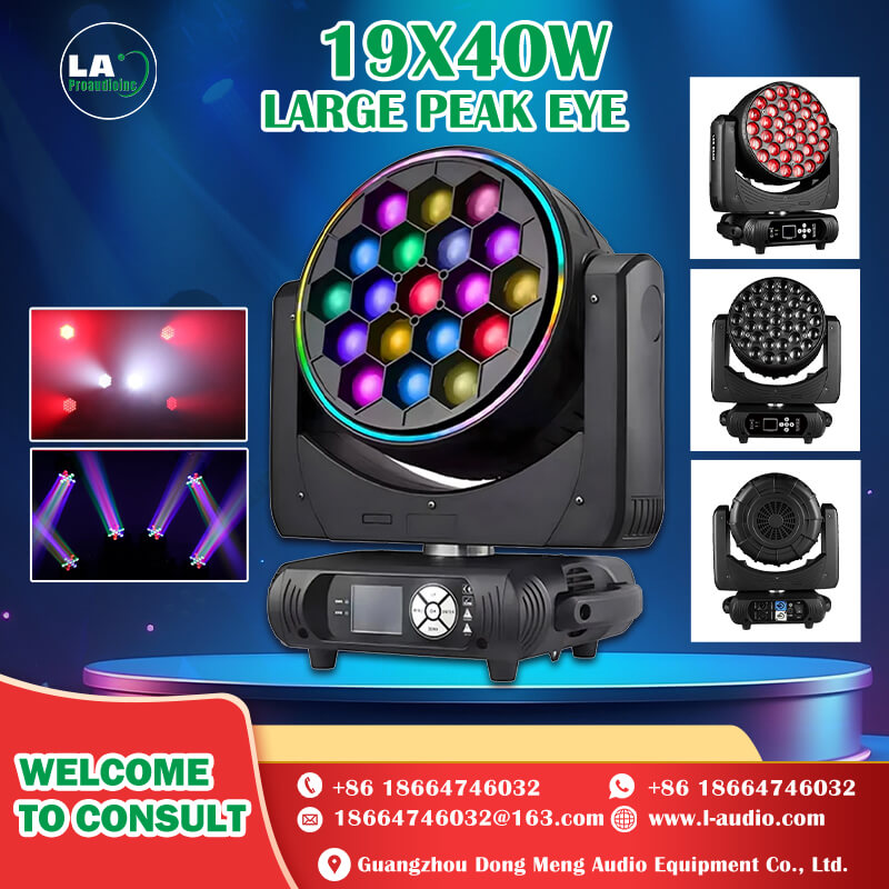 Luz principal con zoom para lavado de ojos Big Bee de 19x40 W